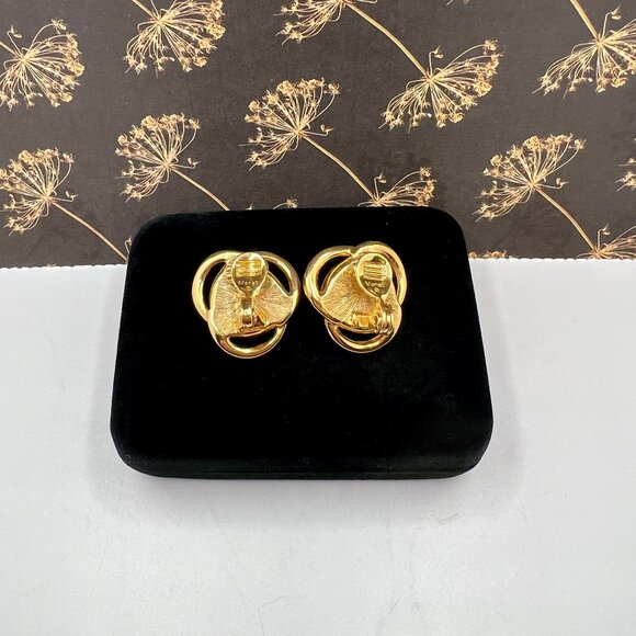 Monet Red Cabochon CLIP Earrings - Picture 5 of 5